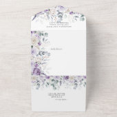 Lavender Lilac Purple Peonies Greenery Wedding All In One Uitnodiging (Buitenkant)