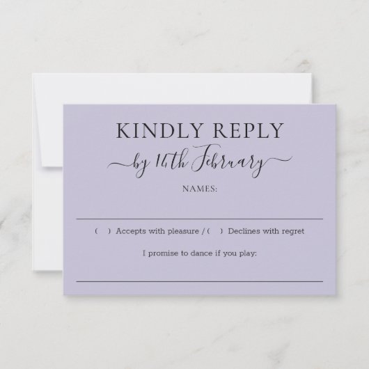 Lavender Lilac Purple Wedding Kindly Reply RSVP Kaartje (Voorkant)