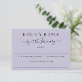 Lavender Lilac Purple Wedding Kindly Reply RSVP Kaartje (Staand voorkant)