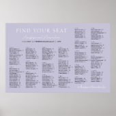 Lavender Lilac Wedding Alphabetical Seating Chart Poster (Voorkant)
