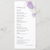 Lavender Lilac White Floral Wedding Ceremony Programmakaart (Achterkant)