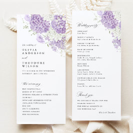 Lavender Lilac White Floral Wedding Ceremony Programmakaart