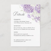 Lavender Lilac White Floral Wedding Details, Info Informatiekaartje (Voorkant)