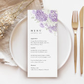 Lavender Lilac White Floral Wedding Reception Menu