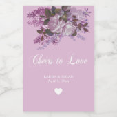 Lavender, Lilacs en Rozen, bruiloft Wijn Etiket (Enkel label)
