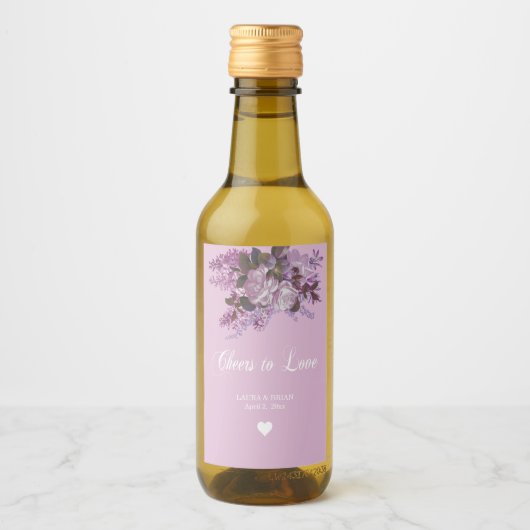 Lavender, Lilacs en Rozen, bruiloft Wijn Etiket (Voorkant)