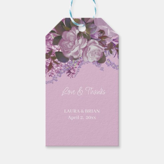 Lavender, Lilacs en Rozen, Wedding Favor Cadeaulabel (Voorkant)