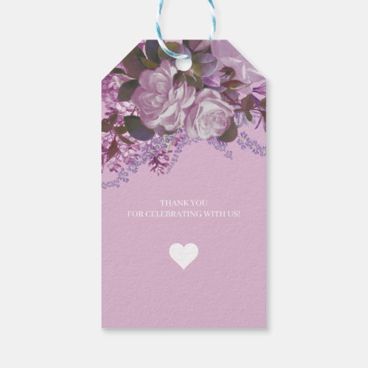 Lavender, Lilacs en Rozen, Wedding Favor Cadeaulabel (Achterkant)