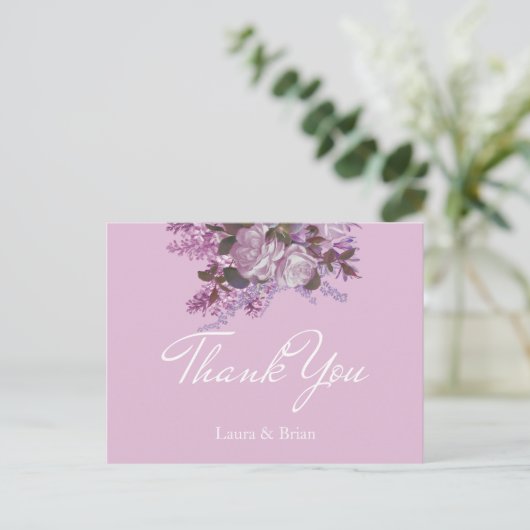 Lavender, Lilacs, Rozen, bruiloft Dank je Briefkaart (Staand voorkant)
