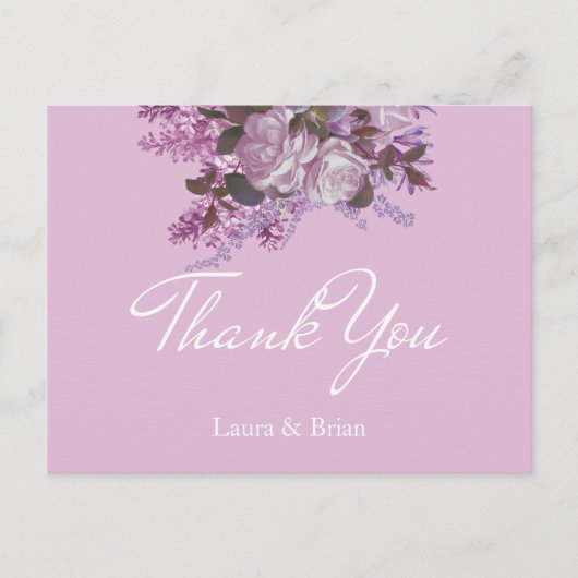 Lavender, Lilacs, Rozen, bruiloft Dank je Briefkaart (Voorkant)