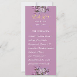 Lavender, Lilacs, Rozen, Wedding Program