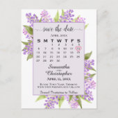 Lavender Lilacs Wedding Save the Date Calendar Aankondigingskaart (Voorkant)