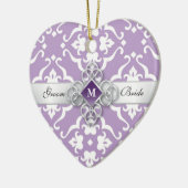 Lavender Lily Damask Wedding Momento Keramisch Ornament (Links)