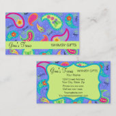 Lavender Lime Green Modern Paisley Pattern Visitekaartje (Voorkant / Achterkant)