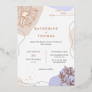 Lavender & Linen Floral Greenery Wedding Folie Uitnodiging
