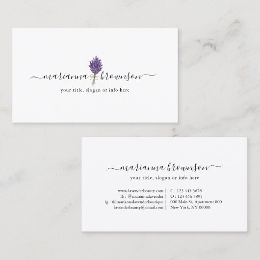 Lavender Logo reinigen Visitekaartje (Voorkant / Achterkant)