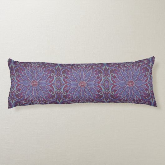 "Lavender lotus" bohemiaans griepachtig patroon Lichaamskussen (Achterkant)