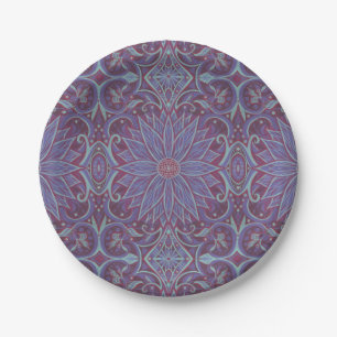 Lavender Lotus Floral Arabesque Pattern Papieren Bordje