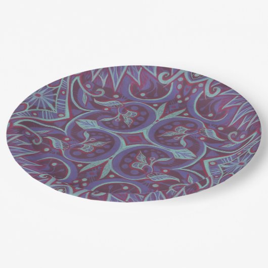 "Lavender lotus" florale arabesque patroon Dinner  Papieren Bordje (Gekanteld)