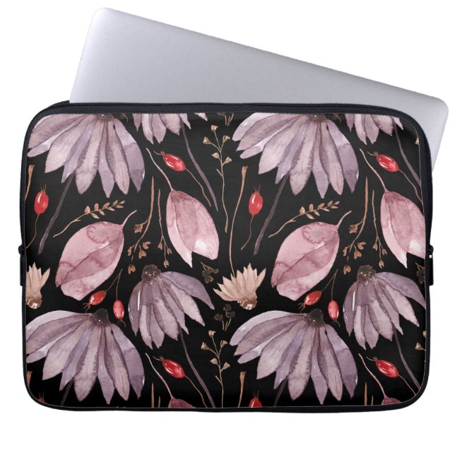 Lavender Lotus Flowers Laptop Electronics Sleeve (Voorkant)