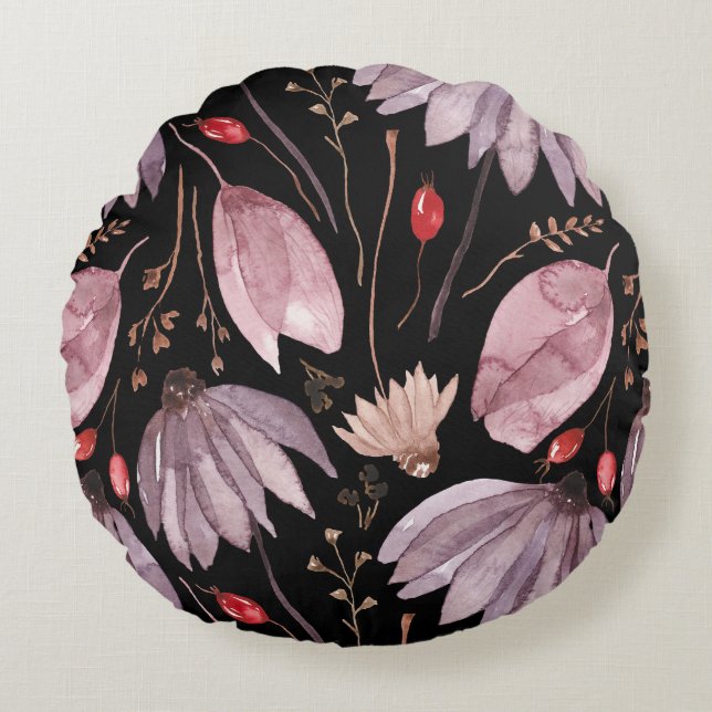 Lavender Lotus Flowers Round Throw Pillow Rond Kussen (Voorkant)