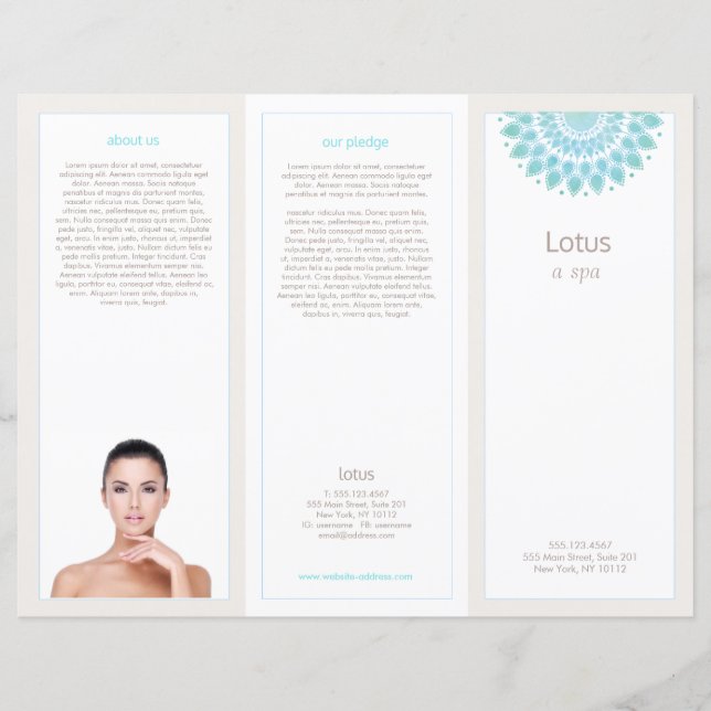 Lavender Lotus Mandala Salon Spa Tri-Fold brochure (Voorkant)