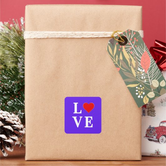 Lavender LOVE Modern Chic Elegant Vierkante Sticker (Feestdagen)
