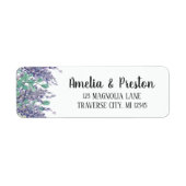 Lavender Love Paars Floral Eucalyptus Adres Etiket (Voorkant)