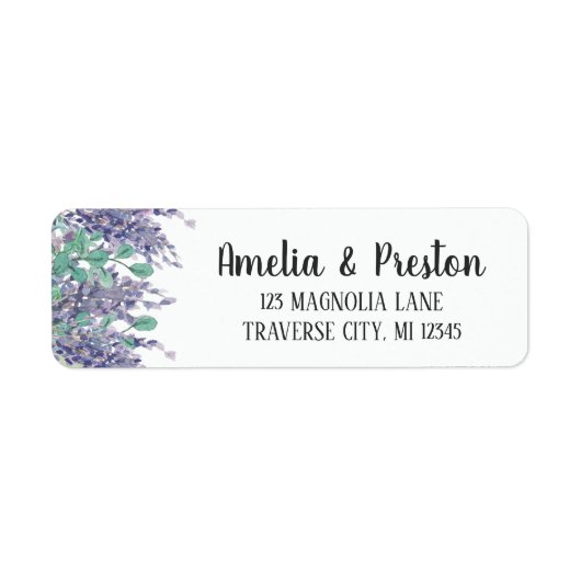 Lavender Love Paars Floral Eucalyptus Adres Etiket (Voorkant)