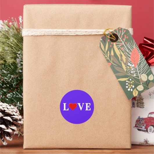 Lavender LOVE Ronde Sticker (Feestdagen)