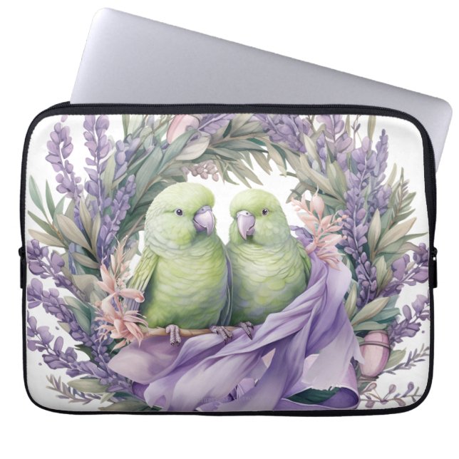 Lavender Lovebirds-laptophoes Laptop Sleeve (Voorkant)