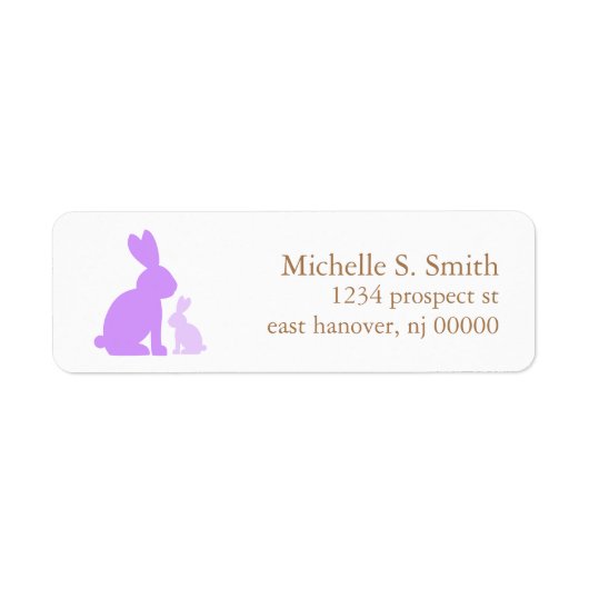 Lavender Mam en Baby Rabbits Baby shower Etiket (Voorkant)