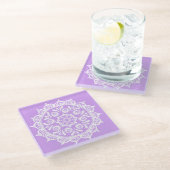 Lavender Mandala Glazen Onderzetter (Schuin)