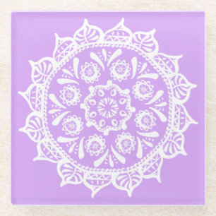 Lavender Mandala Glazen Onderzetter