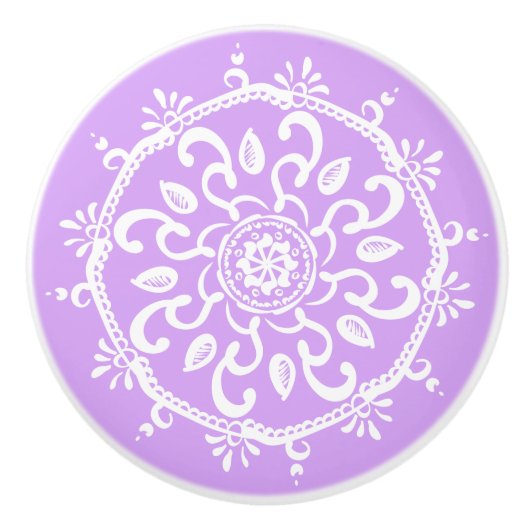 Lavender Mandala Keramische Knop (Voorkant)