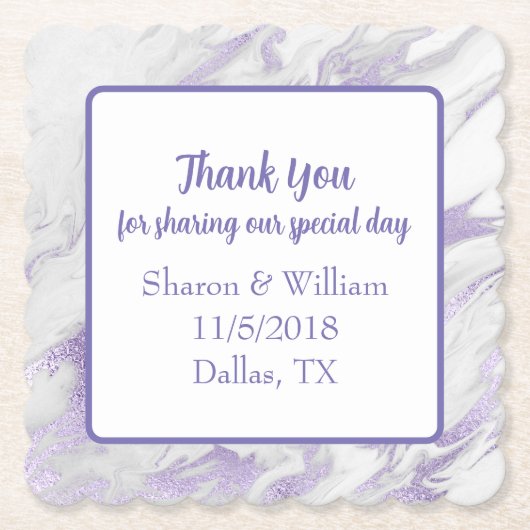 Lavender Marged Wedding Favor Kartonnen Onderzetters (Voorkant)