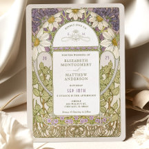 Lavender Marguerite Daisy Wedding Art Nouveau