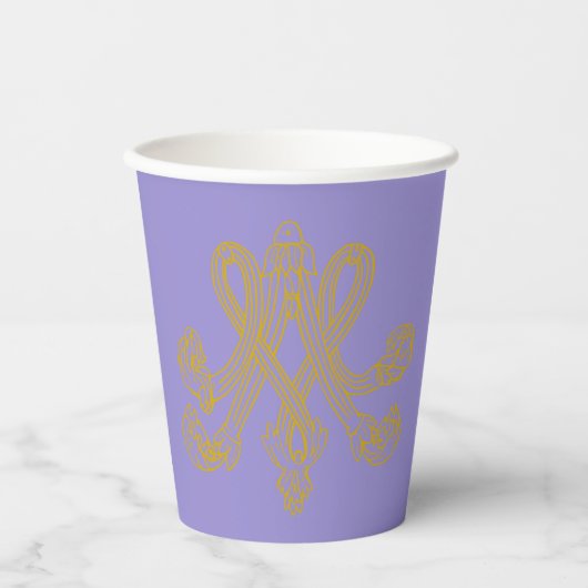 Lavender Marie Antoinette Monogram Papieren Bekers (Voorkant)