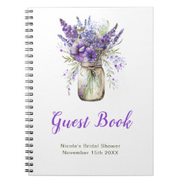 Lavender Mason Jar Bridal Shower Guest Book Notitieboek