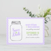 Lavender Mason Jar Monogram slaat de datum op Kaart (Staand voorkant)