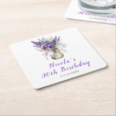 Lavender Mason Jar Verjaardag Kartonnen Onderzetters (Schuin)