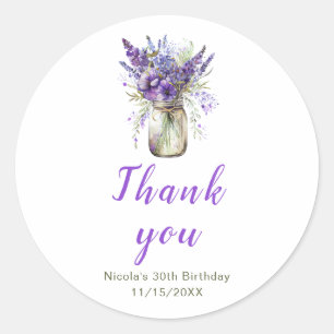 Lavender Mason Jar Verjaardag Ronde Sticker