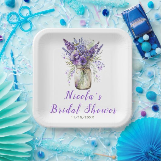 Lavender Mason Jar Vrijgezellenfeest Papieren Bordje (Feest)