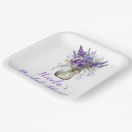 Lavender Mason Jar Vrijgezellenfeest Papieren Bordje (Gebogen)