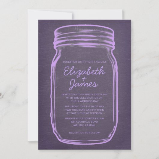 Lavender  Mason Jar Wedding Invitations Kaart (Voorkant)