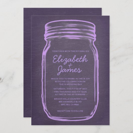 Lavender  Mason Jar Wedding Invitations Kaart (Voorkant / Achterkant)