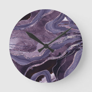Lavender Mauve Agate Glitter Glam #1 Ronde Klok