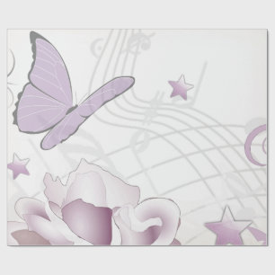 Lavender-Mauve & Beige  Old World Butterfly Cadeaupapier