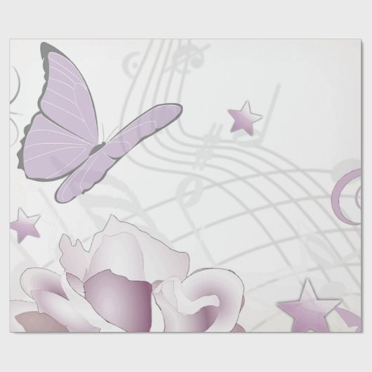 Lavender-Mauve & Beige  Old World Butterfly Cadeaupapier (Vlak)