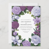 Lavender, Mauve & Plum Floral Wedding Kaart (Voorkant)